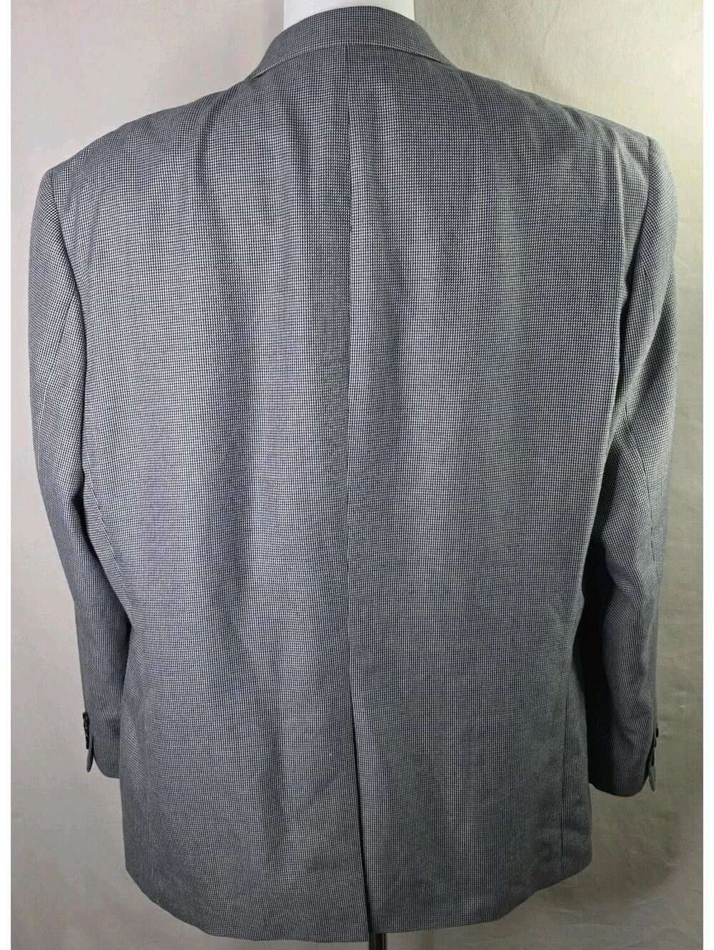 Lauren Ralph Lauren Sport Coat Blazer Mens 46L Grey Houndstooth Silk Wool